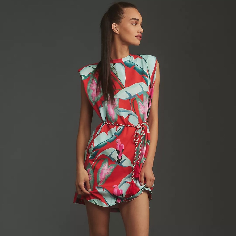 NWT Farm Rio Summer Foliage Mini T-Shirt Dress